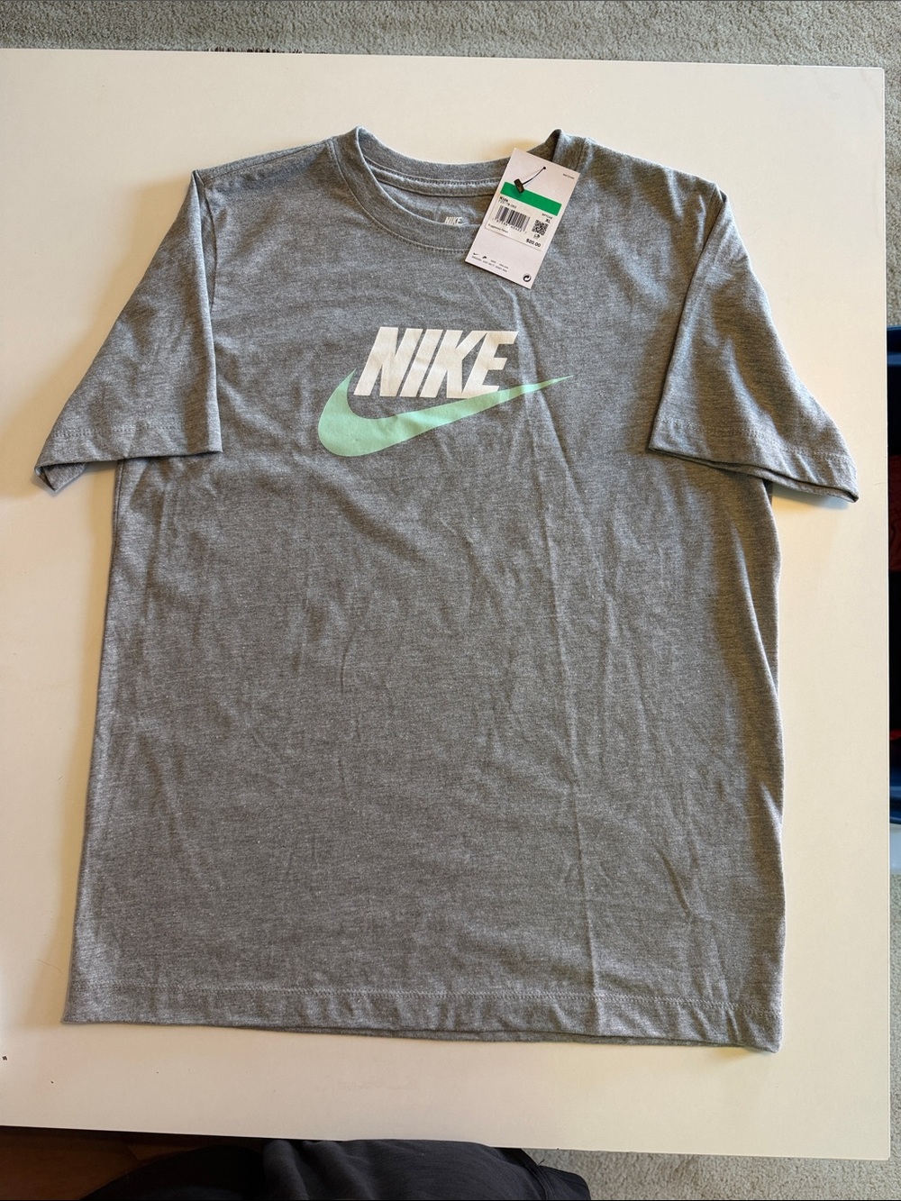 Nike Grey Short Sleeve Tee with Mint Swoosh